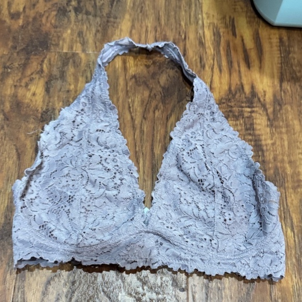 Marilyn Monroe Lace Halter Bralette - Soft Gray sz med
